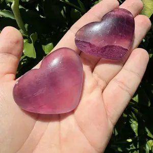 Not perfect 2pcs Candy Fluorite Heart, Crystal Hearts, Fluorite Crystals, Crystal Carving