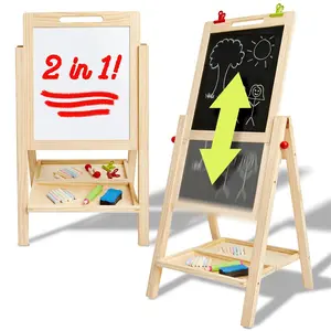 2-in-1 Double Sided Kid's Easel, Tabletop Art Easel for Toddlers 2-4, Toddler Chalk Board for Children, Kid Art Easel, Arts Easel for Toddlers 2-4 Years, Painting Kit Kids