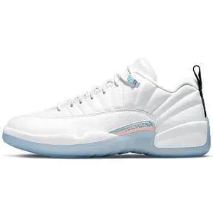 Jordan Air Jordan 12 Retro Low "Lagoon Pulse" Easter Egg Low-Top Retro Basketball Shoes for Men in White and Blue