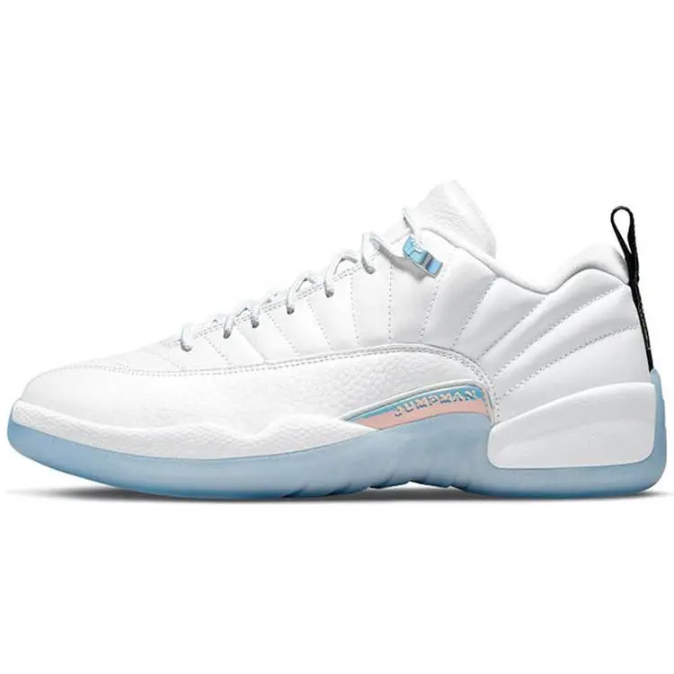 Men's Air Jordan 12 Retro Low "Lagoon Pulse" Easter Egg White & Blue Low-Top Basketball Sports Shoes, Athletic Shoe