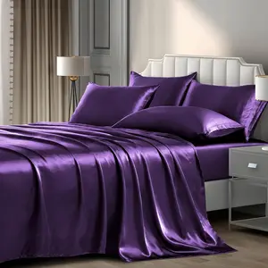P Pothuiny 6 Pieces, Luxury Satin Bedding Sheet Set, 1 Deep Pocket Fitted Sheet + 1 Flat Sheet + 4 Pillow Cases