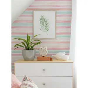 Watercolor Stripes Peel and Stick Wallpaper