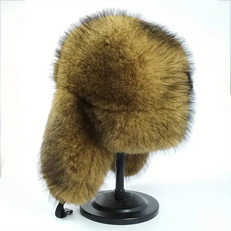 Elegant Retro Thickened Faux Fur Ushanka Hat Warm Pilot Cap  display picture 1
