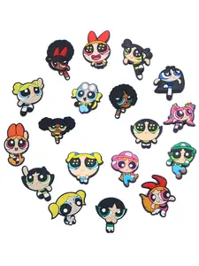 18-Piece Power Girls Cartoon Shoe Accessories Set, Kids' Footwear Decorations, Wristbands, Sandals, Christmas Gift, Perfect for Children