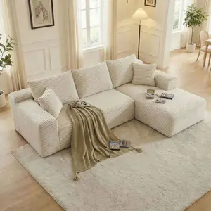 Oversized Chaise Lounge Sofa 105.9" Cloud Sectional Couch with L-Shape Chaise Upholstered Corduroy Velvet for Living Room & Bedroom Modular Convertible Loveseat SofaBed
