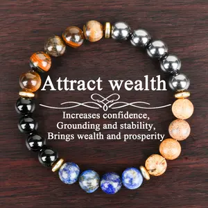 GADASLUY Handcrafted Boho-Chic Wealth And Prosperity Stackable Elastic Bracelet with Tiger Eye And Lapis Lazuli Lovers Accessory Perfect Valentine's Day Jewelry Gift for Moms Women Loved Ones Friends And Family