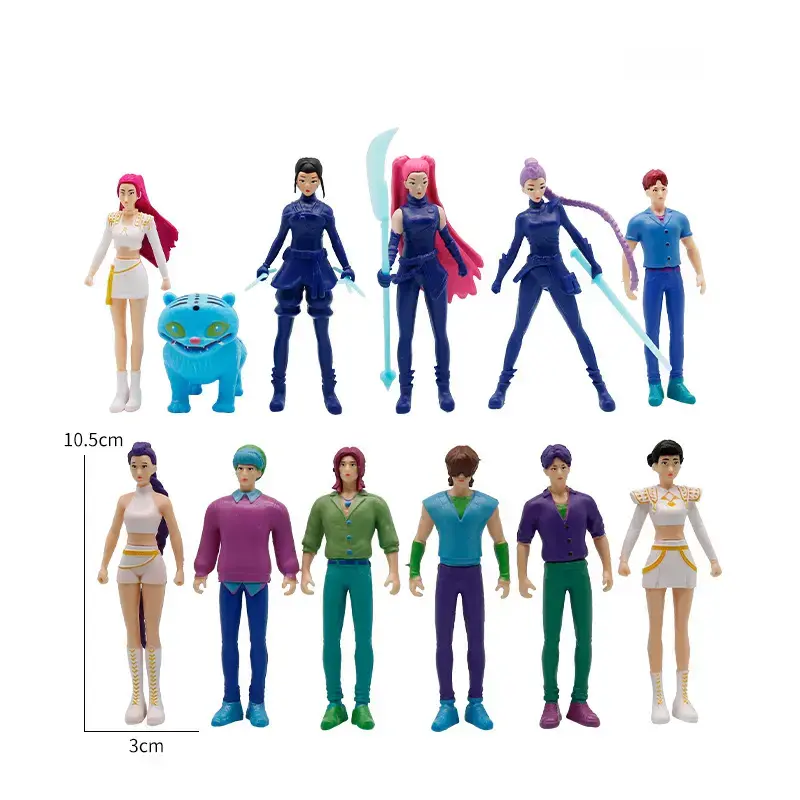 12 Piece K-POP Demon Hunters Doll Model Set Anime Character Figures 4.2 Inches Height Desktop Decorations Home Office Accessories