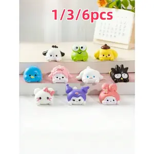 1/3/6PCS Cute Animal Desktop Mini Decorations, Bow Cat, Rainbow Dog, Desktop Decorations, Cake Decorations, Cartoon Figure Toys, Hot Sale Clearance, Kids Gift, Limited Stock