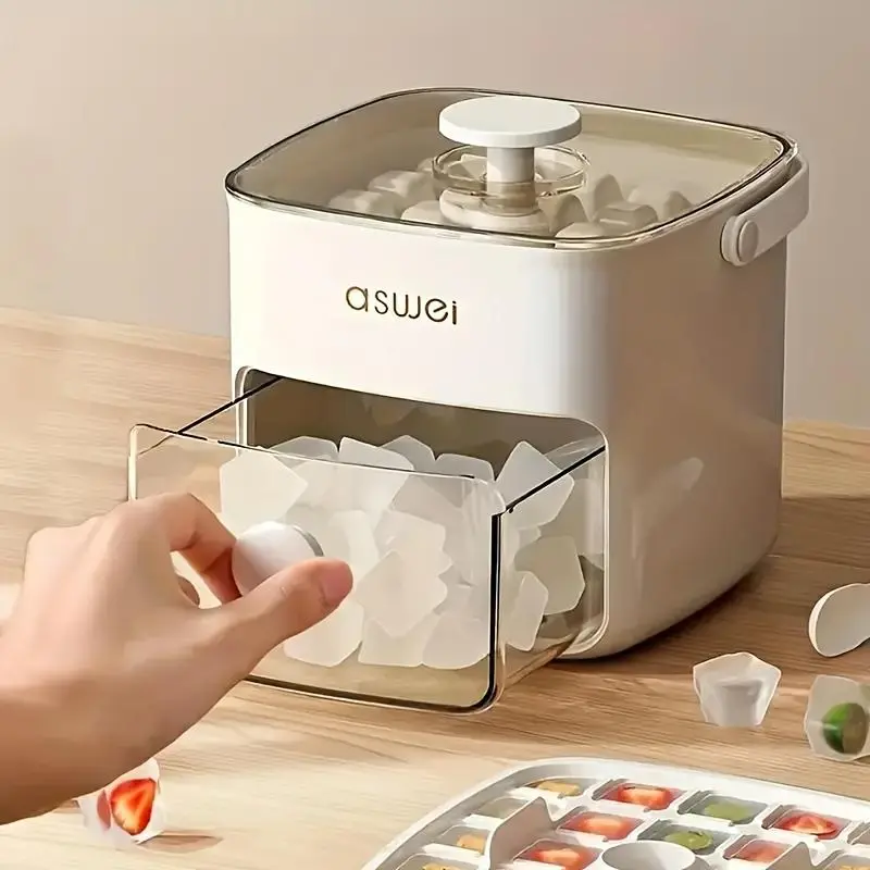 Double Layer 48-Grid Ice Cube Tray With Lid, Reusable Ice Cube Maker Mold, Household Freezer Ice Making Tool For Kitchen Bar Daily Use