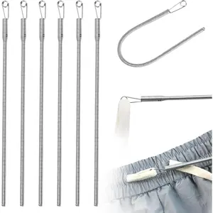 6 count Spring Loop Threader Tool with Rope Threader Clip, Elastic Drawstring Puller for Hoodies, Pants, Jackets and Sweatpants