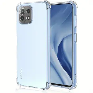 Case for Xiaomi Mi 11 / Mi 11 Pro, Clear Phone Case with Reinforced Corners Camera Protection Bumper Slim Fit Shockproof Flexible TPU Case, Transparent