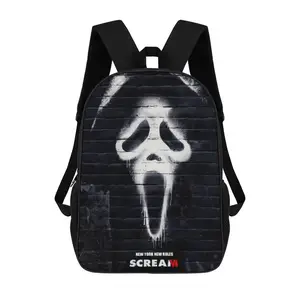 Cartoon Anime Horror Movie Friends Ghost Backpack for Women, Men, Unisex 17 Inch Schoolbag Backpack Rucksack Large Capacity Shoulder Bag Travel Bags Students Bookbag
