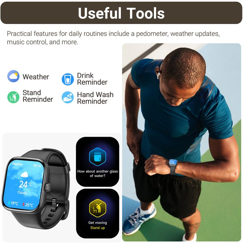 TOZO-S7 Smartwatch Bluetooth Call Ultra HD Screen Wearable Wristwatch Phone Smartphone Music Control Sleep Monitoring Stopwatch And Countdown Weather Forecast