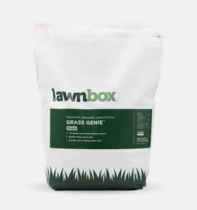 Lawnbox Grass Genie 10-0-6 Organic Lawn Fertilizer - 100% Organic, Quick & Slow-Release Nitrogen, Humic Acid, Safe for All Turf Types