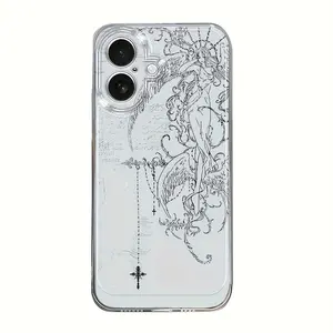 Space Angel Tpu Transparent Anti-Drop Phone Case Cover for iPhone 6/7/8/x/XS/XR/XS Max/11/12/13/14/15/16/17 Pro Max, Perfect Gift for Couples and Teens