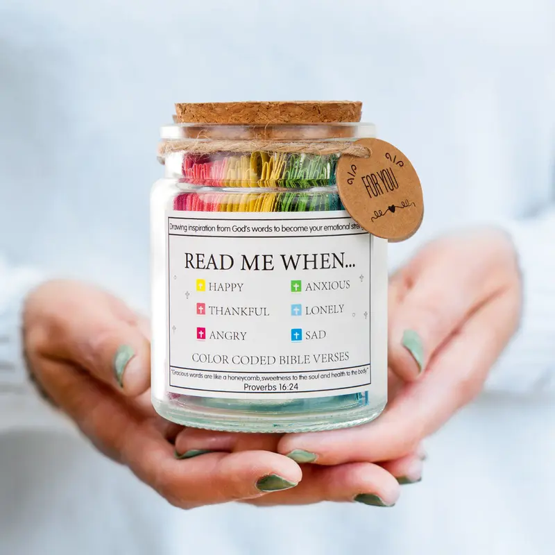 Read Me When Bible Verses Jar Religious Christian Valentine's Day Birthday Gifts for Women Men, Christian Devotionals for Women Catholic Faith, Color Coded Bible Verses in a Jar, Inspirational Gifts for Women Religious
