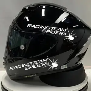 2 Pieces Racing Team Spider Motorcycle Helmet and Car Mirror Sticker - Durable waterproof PVC material, striking pink spider design black and white color scheme, suitable for motorcycle helmets, car decoration, durable motorcycle stickers Sticker Decals