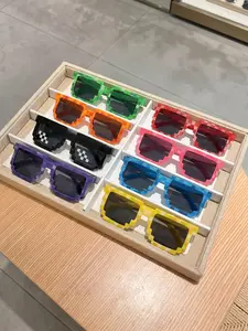 8 Pairs Pixel Style Funny Glasses Set, Mosaic Square Sunglasses, Party Photo Props, Photobooth Props, Adult Fun Eyewear, Multiple Colors Available