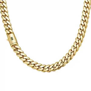 14K gold-plated Cuban necklace or bracelet | The latest electroplating gold-plating process for rust prevention| Miami hip-hop style fashion items| The best gift for men and women| Couples' style| 6mm/8mm/10mm/12mm/14mm
