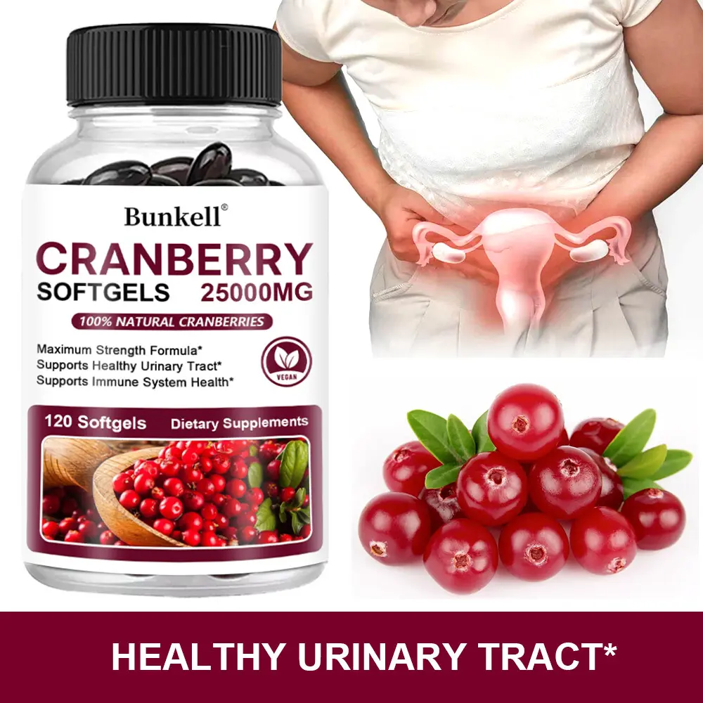 Cranberry 25000mg Fruit Extract with Vitamin C, Urinary Tract and Bladder Support, Antioxidant Supplement, 120 Softgels