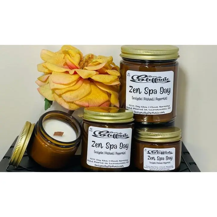 Zen Spa Day Crackling Wooden Wick Candle (Amber Glass Jar)