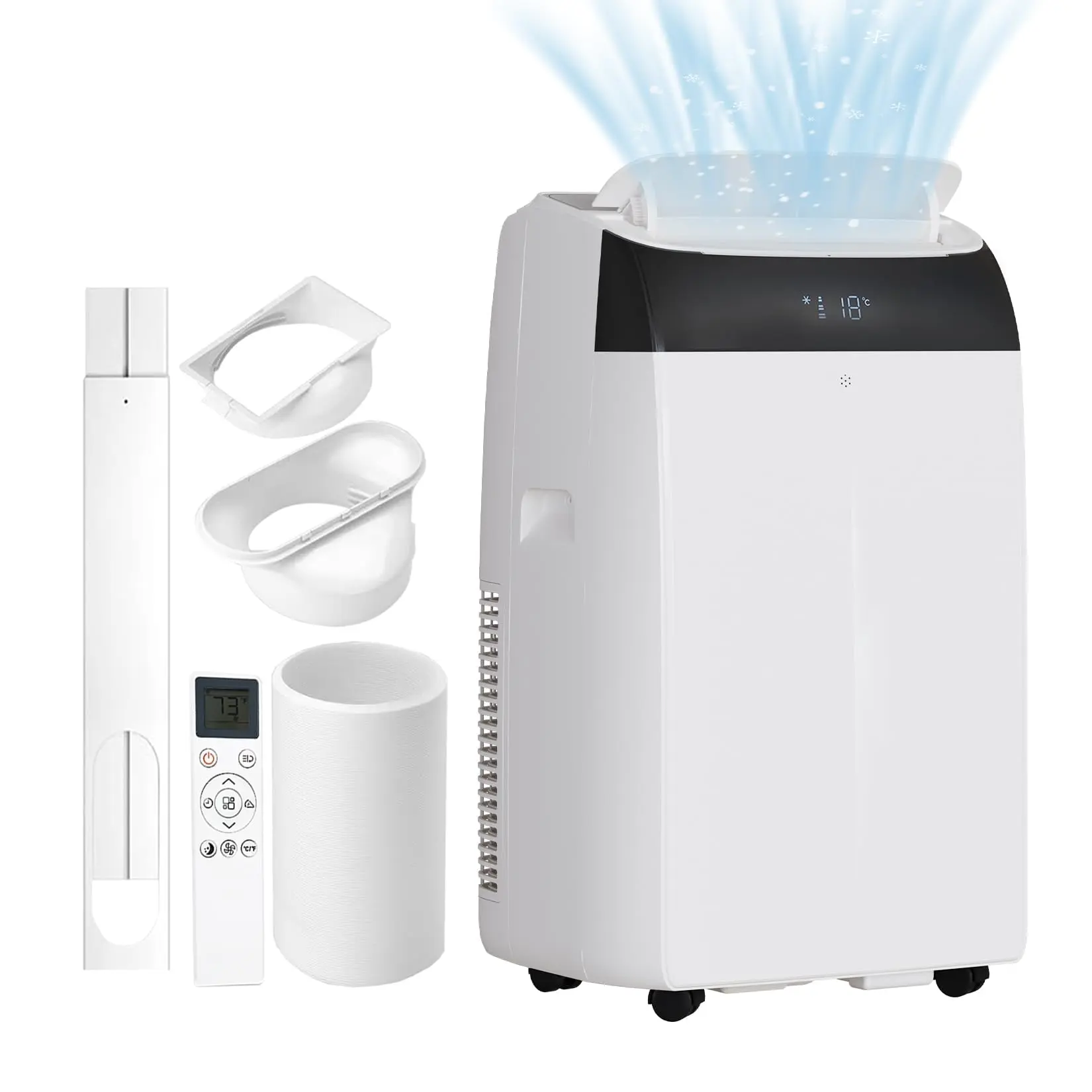 Garvee 14,000 BTU Portable Air Conditioner, 3-in-1 Cooling, Dehumidifier & Fan, Quiet Mobile Air Conditioner for Rooms Up to 750 Sq.Ft, Remote Control, 24H Timer, Quiet Operation for Bedroom, Home & Office