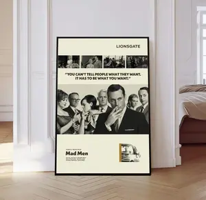 Mad Men Poster, Mad Men Tv Series Poster, Mid century Art, Retro Modern Poster, Black And White Poster, Vintage Movie Poster, Gift for him