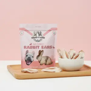 Benji & Louie  Air-Dried Whole Rabbit Ears with Fur - Natural Healthy Dog Treats or Chews, Single Ingredient, 1.5 oz, 4-6 Count