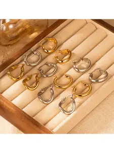 European and American fashion trend stainless steel earrings for women, plated with light luxury and high-end texture, irregular geometric earrings