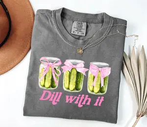 Comfort Colors Coquette Dill With It Pickle Shirt, Cute Pickle Lovers Tee, Coquette Pickle Jars Shirt, Cute Women Gift