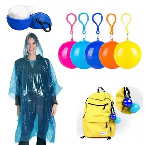 Random Color Ball Shaped Raincoat Keychain, 2 Counts Portable Disposable Raincoat, Raincoat for Travel, Hiking, Fishing and Camping