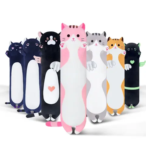 Chubbyjoy Cute Long Chubby Cat Plush Body Pillow, Soft Fluffy Stuffed Animal Doll, Multiple Sizes 19/27/35/43/51/59 Inch Squishy Cuddle Buddy, Kawaii Cat Decor Pillow for Bedroom Sofa, Sweet Anniversary Birthday Holiday Gift for Kids Girlfriend Cat Lovers