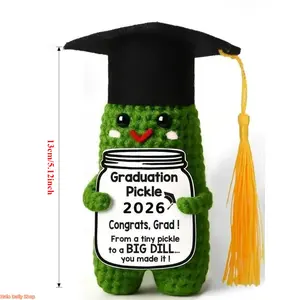 Unisex Hand-Crochet "Little Cucumber" Charm Pendant - Handmade Fashion Accessory with 5-Color Tassel, Crochet Graduation Gift Ideas for High School Class of 2026