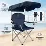 Camping Chair with Shade Canopy, Foldable Heavy Duty Outdoor Chair with Cup Holder – Beach, Fishing, Sports & Backyard Essential