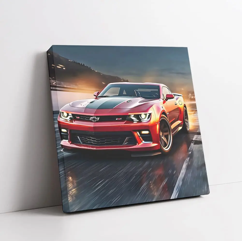 Chevrolet Camaro Ss Red Drift Cars Wall Art Bedroom Posters Framed Automobile