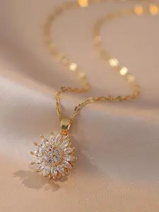 Sunflower Design Pendant Necklace for Women, Fashion Jewelry for Party, Daily Clothing Decor, Trendy All-match & Exquisite Jewelry for Birthday Gift