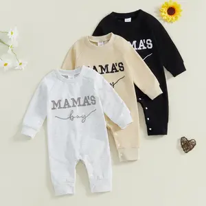 0-18M Newborn Infant Baby Boy Fall WInter Clothes Outfits Long Sleeve Romper Jumpsuit Mama's Boy Onepiece