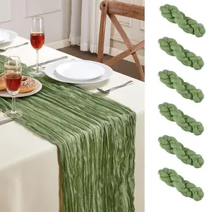 6/10Pack Cheesecloth Table Runners, Boho Rustic Cheese Cloth Table Runners, Decorative Table Runners for Bridal Baby Shower Decorations or Wedding Table Decorations