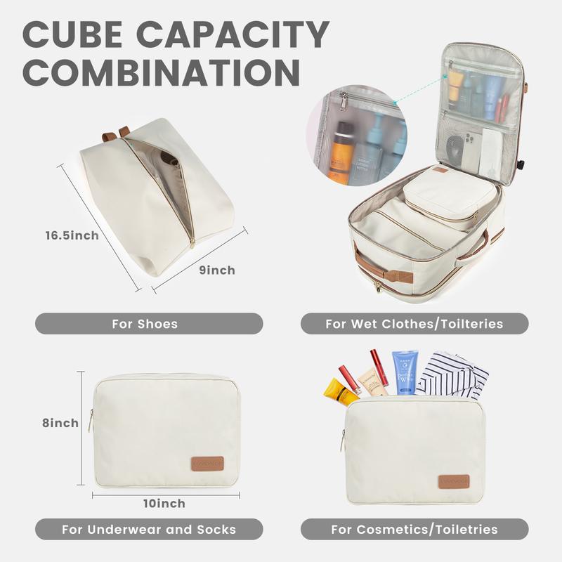 【Valentine's Day Gift】LOVEVOOK Colorblock Carry-On Travel Backpack with 3 Packing Cubes and Laptop Compartment - Personal Item,TSA-Friendly, Airline Approved Travel Bag for Hiking, Weekend,Gift for Valentine's Day,  TikTokShopJumpstartSale