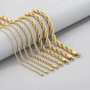 Rope Chain 3mm 4mm 5mm 6mm 7mm 8mm Stainless Steel Twist Chain Necklace for Men Women