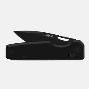 Ridge Everyday Folder | Sandvik 14C28N Steel EDC Pocket Knife | Black DLC Blade | Ceramic Bearings | Crossbar Lock | Drop Point Folding Knife