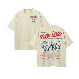 Women's No People Illegal Anti ICE Oversized Round Neck Batik Cotton T-Shirt - Baggy, Casual, Loose, Super Soft Unisex Streetwear Menswear Tops
