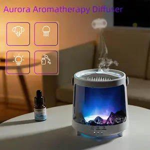 7-Color Aurora Aromatherapy Essential Diffuser Humidifier, Mesmerizing Jellyfish Mist, USB Type-C Powered, Leather Strap Handle, Timer Function, Quiet Ultrasonic Cool Mist for Bedroom Office Home