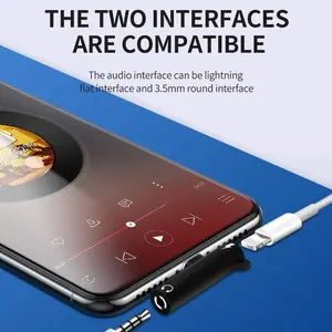 Headphone Adapter Lightning to 3.5mm AUX Audio Jack and Charging Dongle Earphone Headset Splitter Compatible with iPhone