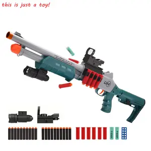 JH2027C Soft Bullet Toy Foam Blaster - EVA Safe Bullets, Retractable Stock & Scope, Outdoor Shooting Game for Kids 6+, Birthday/Christmas Gift