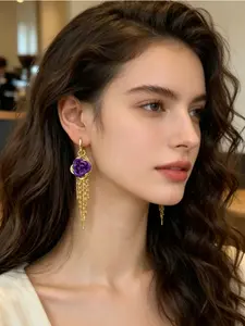 Luxury Rose Long Tassel Earrings • Elegant Light Luxury & Versatile • Niche High-End Floral Ear Clips with Graceful Temperament