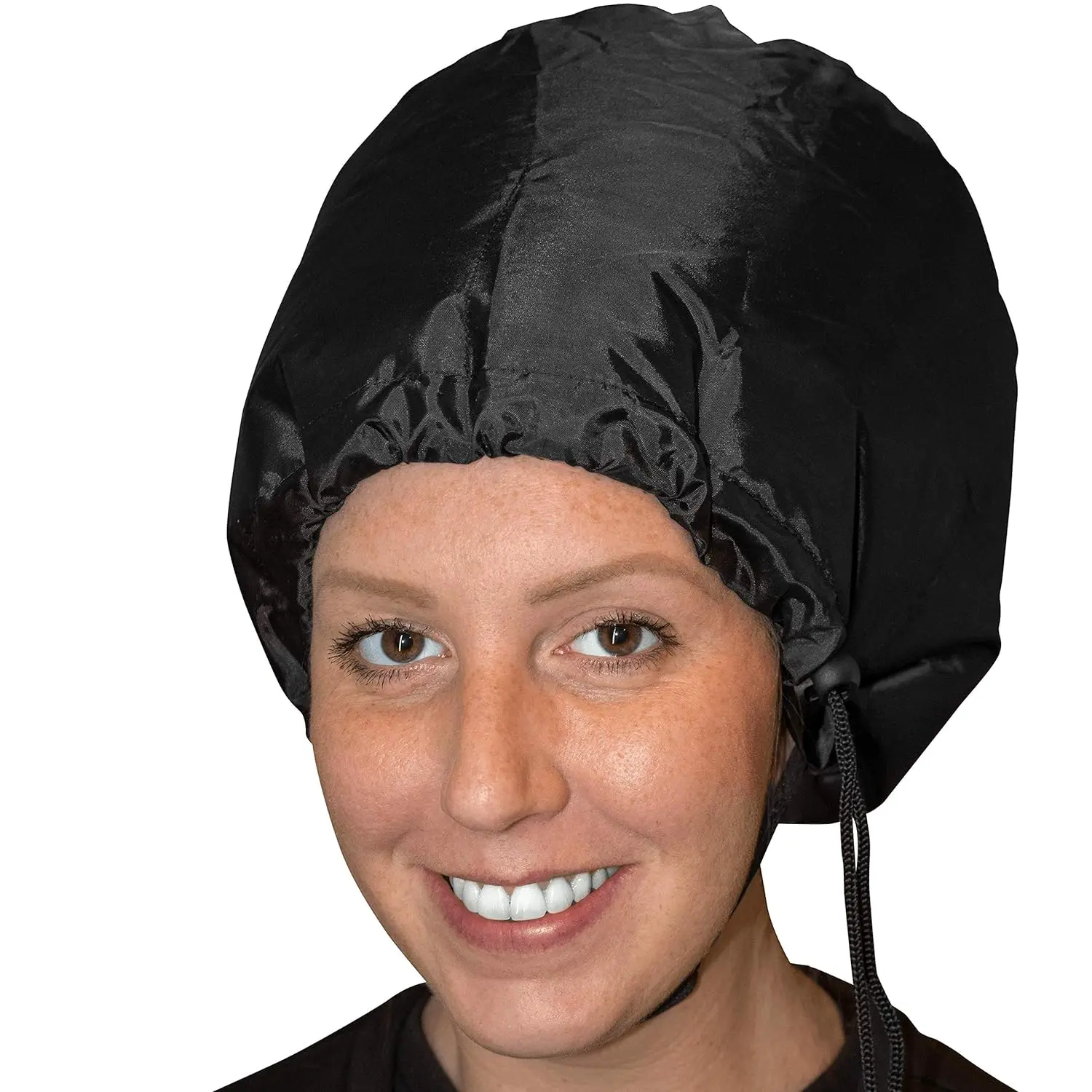 Adjustable Hood Dryer Attachment Bonnet Cap for Deep Conditioning & Styling - Professional Haircare Accessory with Storage Bag Included, Black