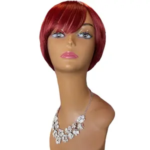 Adella-synthetic 10” dpcopper straight bob wig with bangs