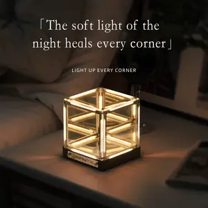 4D RGB Infinity Mirror Cube Light – Wireless Rechargeable Abyss Lamp (2000 mAh) – Touch Dimming Sci‑Fi LED Tunnel for Gaming Desks and Bedrooms, Smartphones