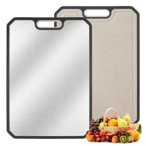 Stainless Steel Cutting Board, 15 x 10 Inches Double Sided Design with Deep Juice Grooves & Built-in Handles, Dishwasher Safe & Easy to Clean for Kitchen Food Prep, Knives, Meat, Metal, Chopping